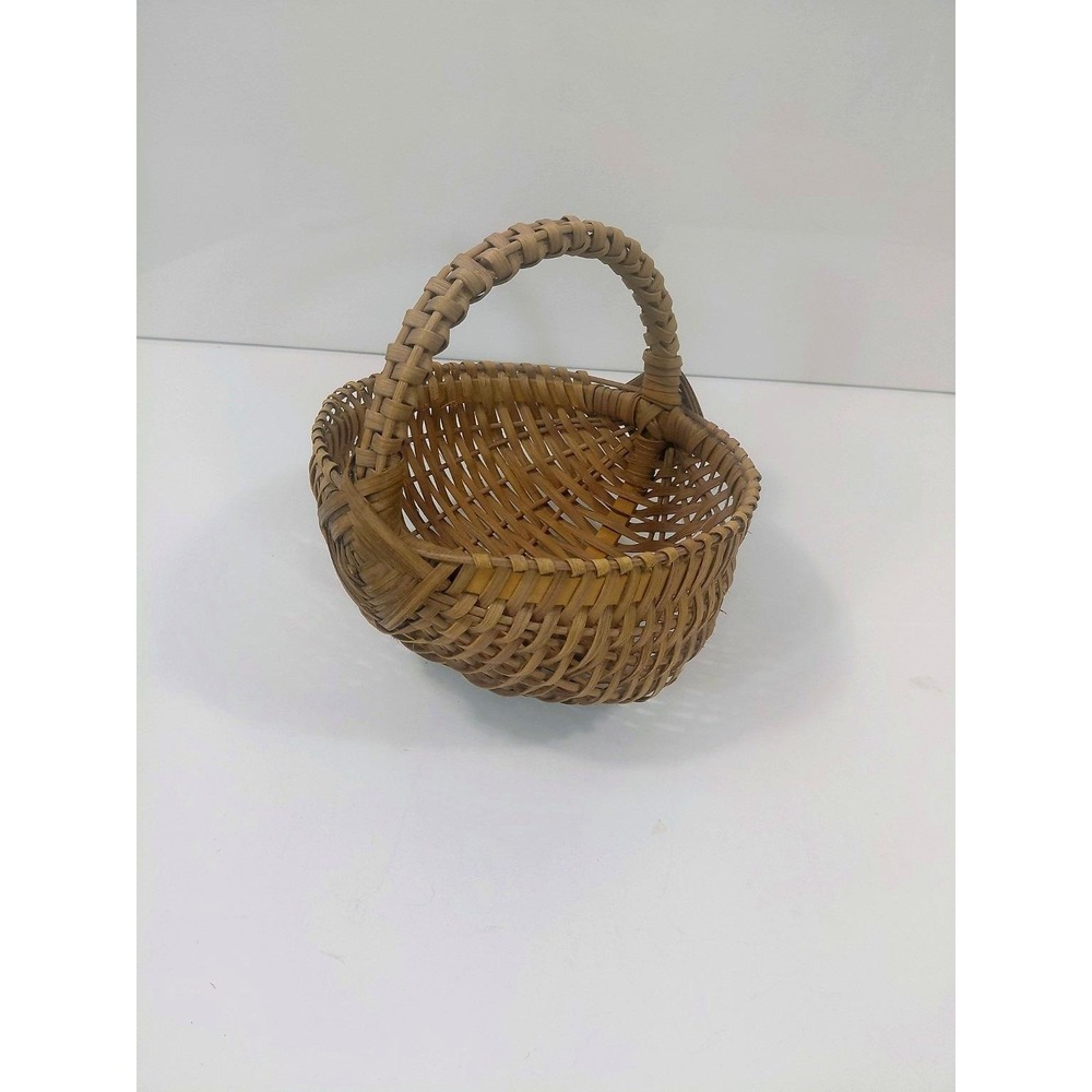 Vintage Handwoven Splint Gathering Basket Primitive Farmhouse Rustic Country... - Picture 2 of 15